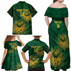 Custom South Africa Cricket Family Matching Off Shoulder Maxi Dress and Hawaiian Shirt Go Champions Proteas