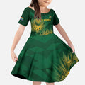Custom South Africa Cricket Kid Short Sleeve Dress Go Champions Proteas