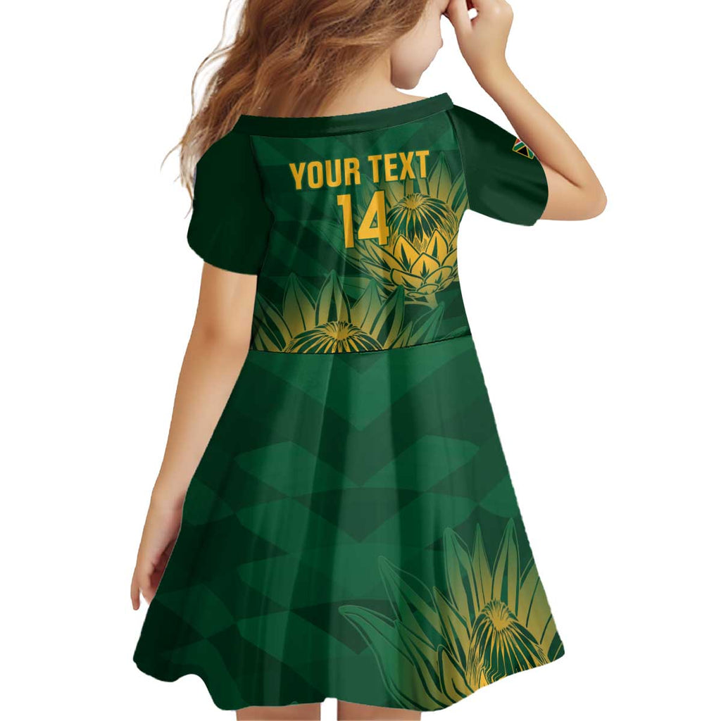 Custom South Africa Cricket Kid Short Sleeve Dress Go Champions Proteas