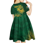 Custom South Africa Cricket Kid Short Sleeve Dress Go Champions Proteas