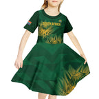 Custom South Africa Cricket Kid Short Sleeve Dress Go Champions Proteas