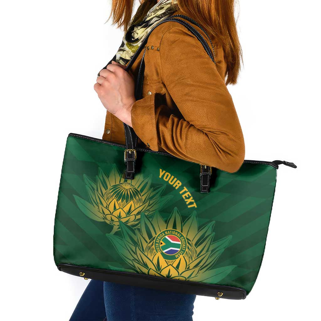 Custom South Africa Cricket Leather Tote Bag Go Champions Proteas