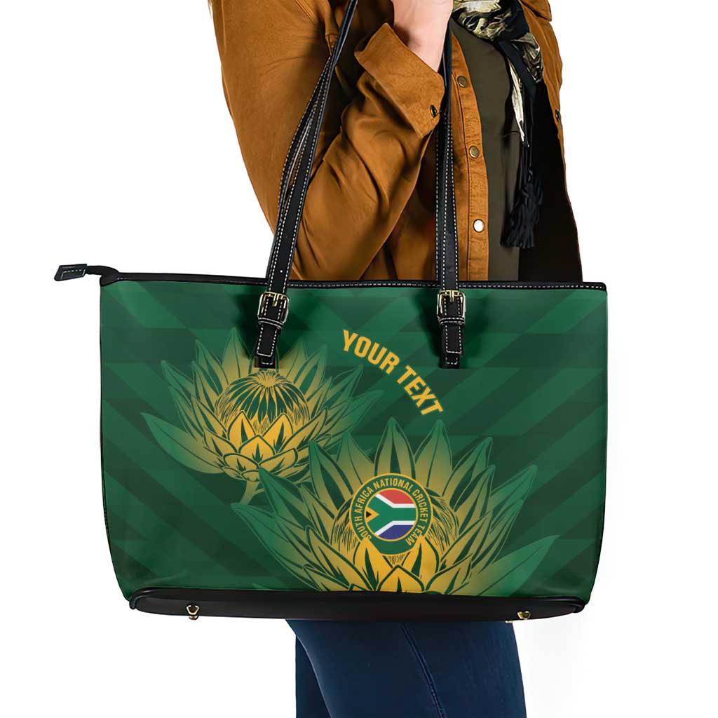 Custom South Africa Cricket Leather Tote Bag Go Champions Proteas