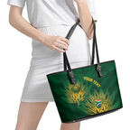 Custom South Africa Cricket Leather Tote Bag Go Champions Proteas