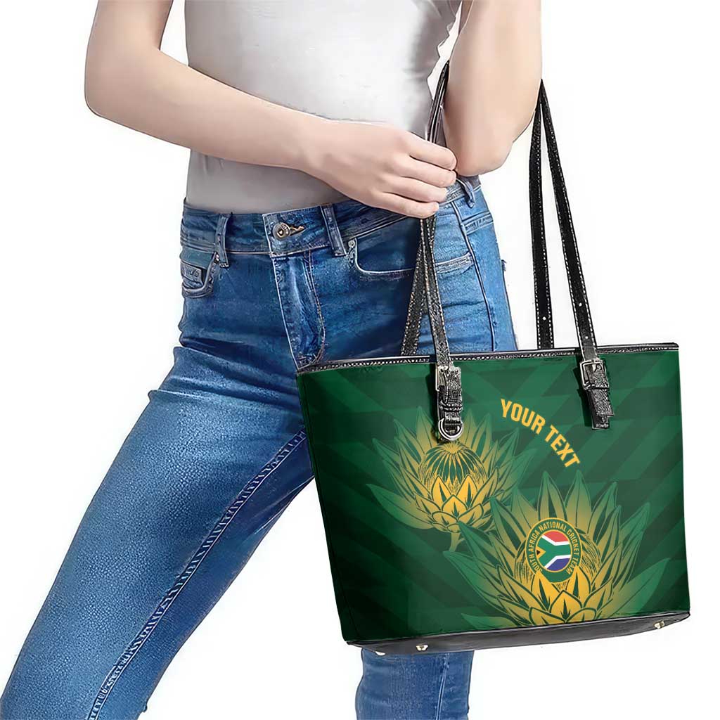 Custom South Africa Cricket Leather Tote Bag Go Champions Proteas