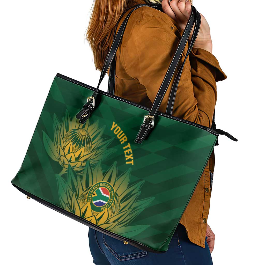 Custom South Africa Cricket Leather Tote Bag Go Champions Proteas