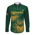 Custom South Africa Cricket Long Sleeve Button Shirt Go Champions Proteas