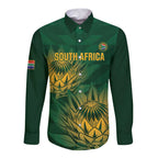 Custom South Africa Cricket Long Sleeve Button Shirt Go Champions Proteas