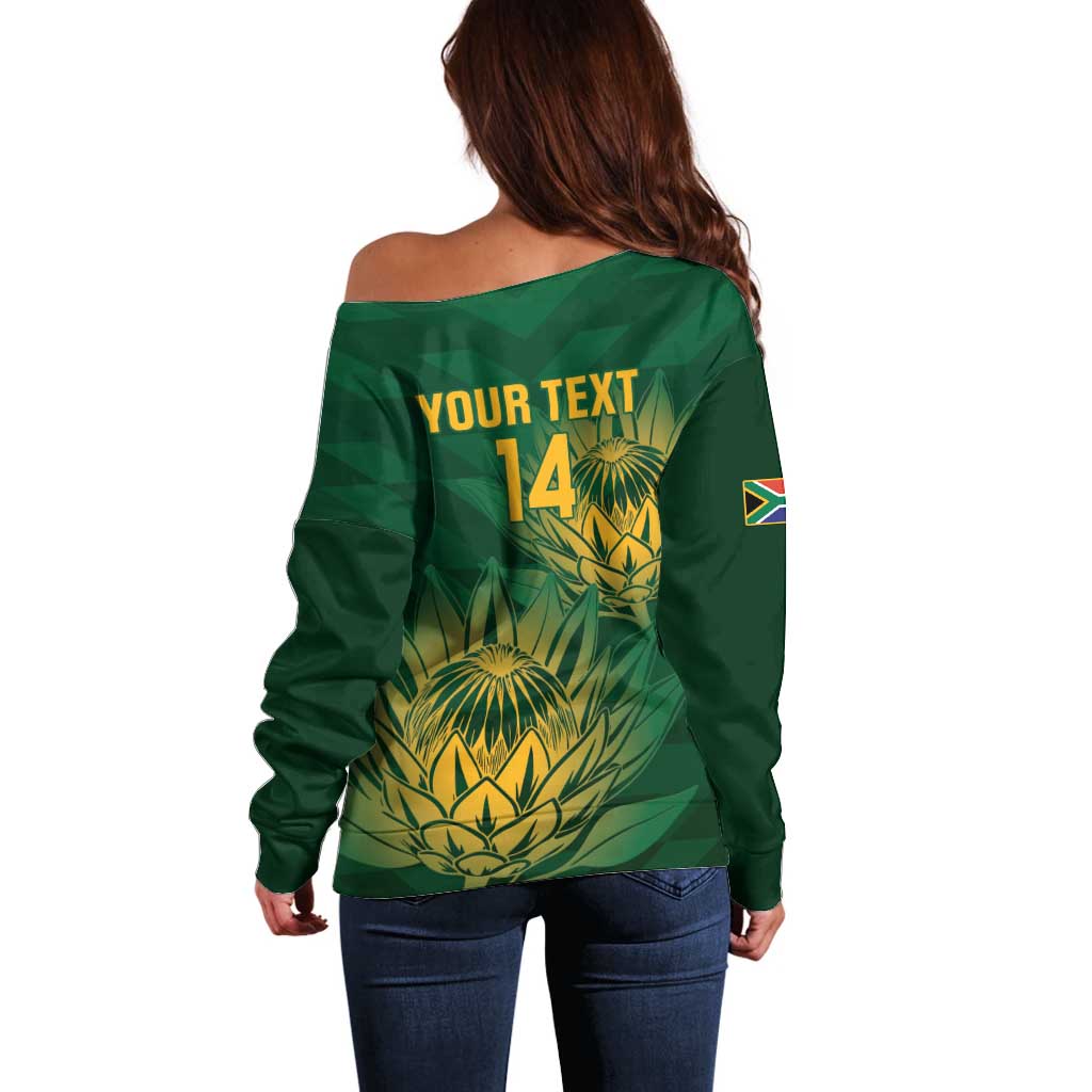 Custom South Africa Cricket Off Shoulder Sweater Go Champions Proteas