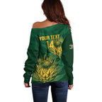 Custom South Africa Cricket Off Shoulder Sweater Go Champions Proteas