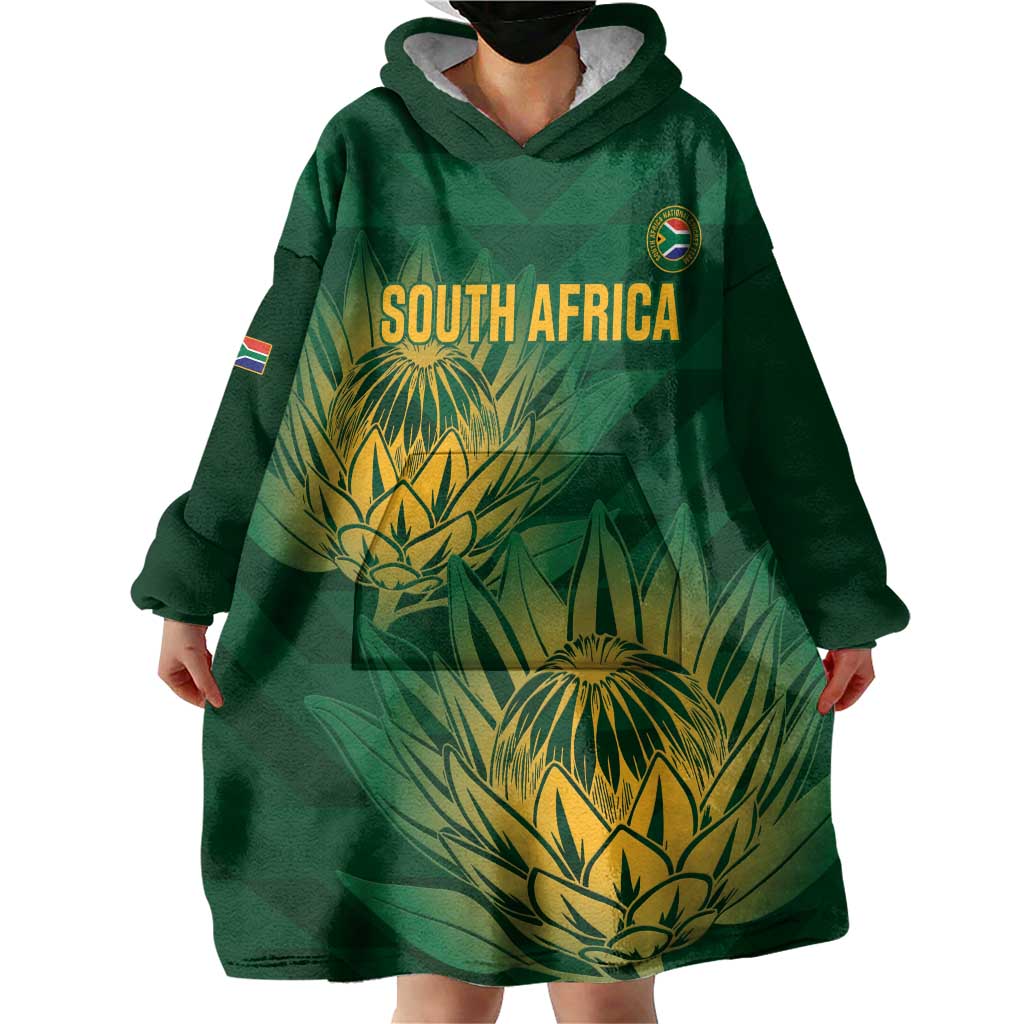 Custom South Africa Cricket Wearable Blanket Hoodie Go Champions Proteas