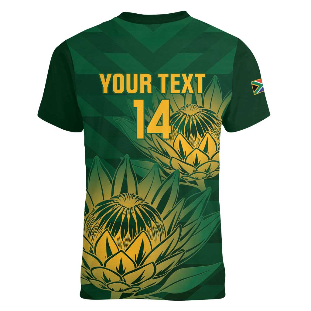 Custom South Africa Cricket Women V-Neck T-Shirt Go Champions Proteas