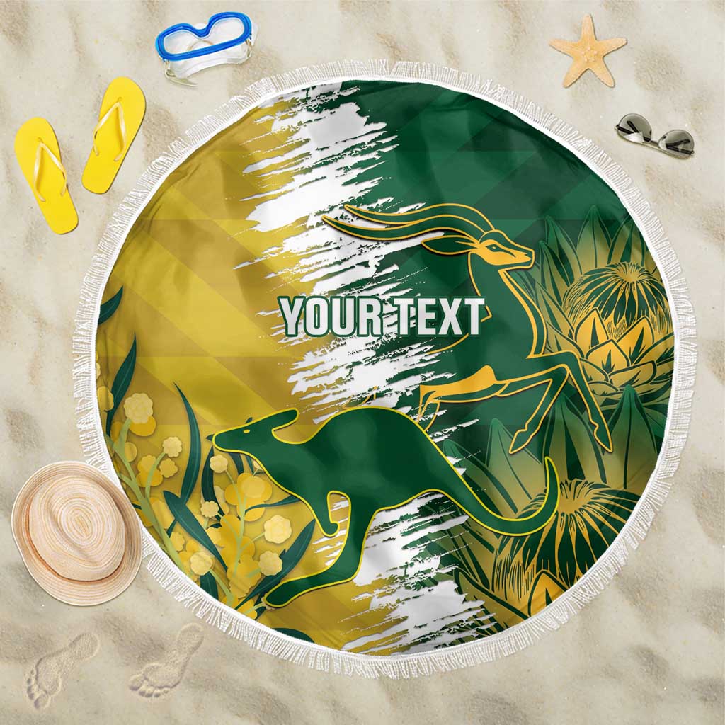 Custom Australia And South Africa Cricket Beach Blanket Aussies Proteas Together