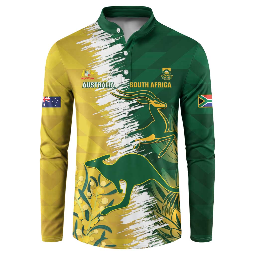 Custom Australia And South Africa Cricket Button Sweatshirt Aussies Proteas Together