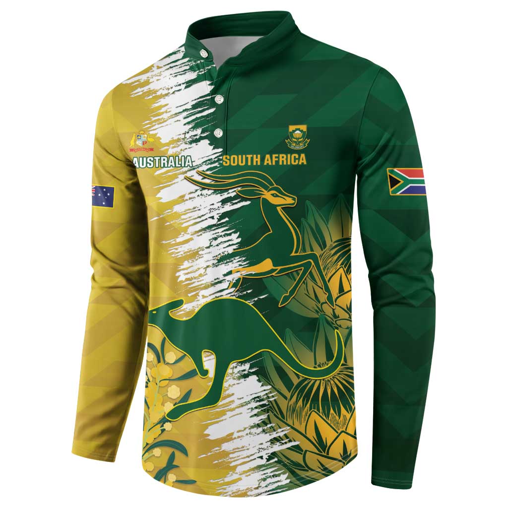 Custom Australia And South Africa Cricket Button Sweatshirt Aussies Proteas Together