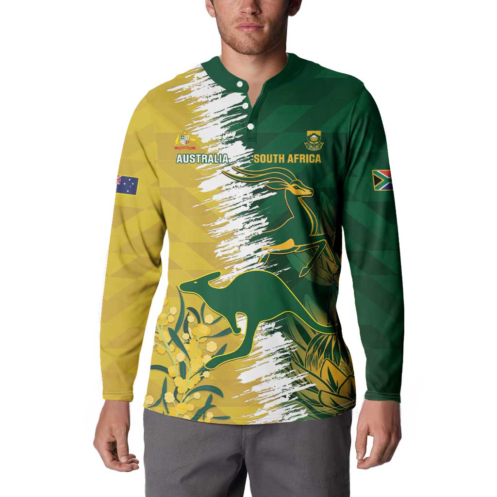 Custom Australia And South Africa Cricket Button Sweatshirt Aussies Proteas Together