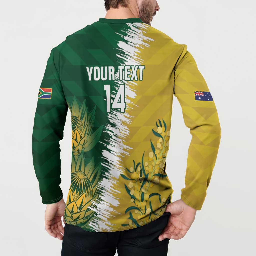 Custom Australia And South Africa Cricket Button Sweatshirt Aussies Proteas Together
