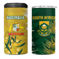 Custom Australia And South Africa Cricket 4 in 1 Can Cooler Tumbler Aussies Proteas Together