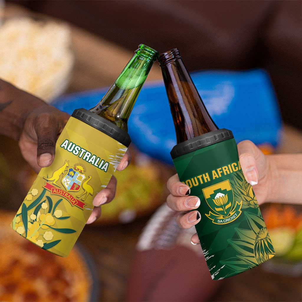Custom Australia And South Africa Cricket 4 in 1 Can Cooler Tumbler Aussies Proteas Together