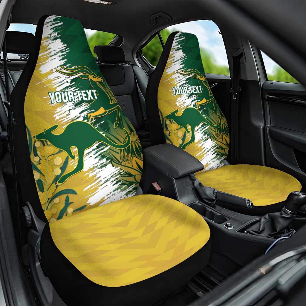 Custom Australia And South Africa Cricket Car Seat Cover Aussies Proteas Together
