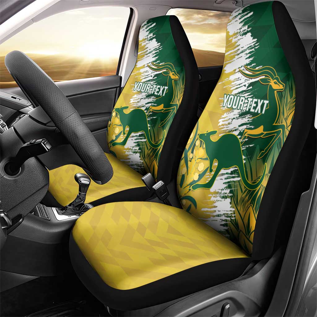 Custom Australia And South Africa Cricket Car Seat Cover Aussies Proteas Together