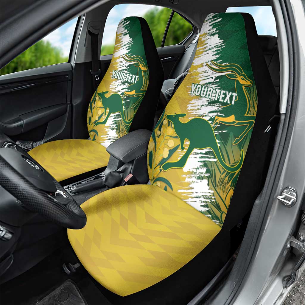 Custom Australia And South Africa Cricket Car Seat Cover Aussies Proteas Together