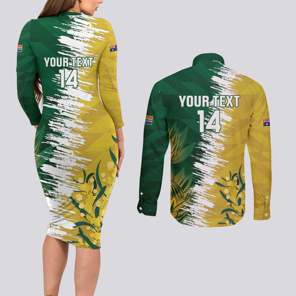 Custom Australia And South Africa Cricket Couples Matching Long Sleeve Bodycon Dress and Long Sleeve Button Shirt Aussies Proteas Together