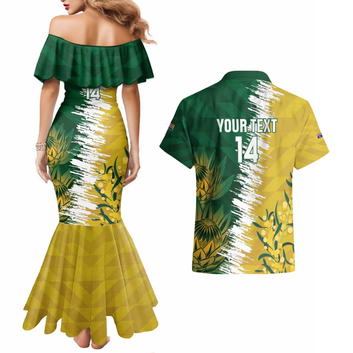 Custom Australia And South Africa Cricket Couples Matching Mermaid Dress and Hawaiian Shirt Aussies Proteas Together