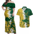 Custom Australia And South Africa Cricket Couples Matching Off Shoulder Maxi Dress and Hawaiian Shirt Aussies Proteas Together