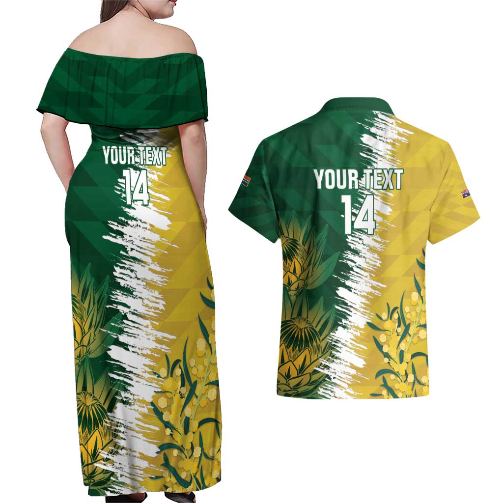 Custom Australia And South Africa Cricket Couples Matching Off Shoulder Maxi Dress and Hawaiian Shirt Aussies Proteas Together