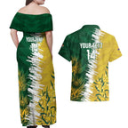 Custom Australia And South Africa Cricket Couples Matching Off Shoulder Maxi Dress and Hawaiian Shirt Aussies Proteas Together