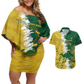 Custom Australia And South Africa Cricket Couples Matching Off Shoulder Short Dress and Hawaiian Shirt Aussies Proteas Together