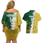 Custom Australia And South Africa Cricket Couples Matching Off Shoulder Short Dress and Hawaiian Shirt Aussies Proteas Together