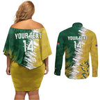 Custom Australia And South Africa Cricket Couples Matching Off Shoulder Short Dress and Long Sleeve Button Shirt Aussies Proteas Together