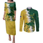 Custom Australia And South Africa Cricket Couples Matching Puletasi and Long Sleeve Button Shirt Aussies Proteas Together