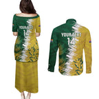Custom Australia And South Africa Cricket Couples Matching Puletasi and Long Sleeve Button Shirt Aussies Proteas Together