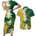 Custom Australia And South Africa Cricket Couples Matching Short Sleeve Bodycon Dress and Hawaiian Shirt Aussies Proteas Together