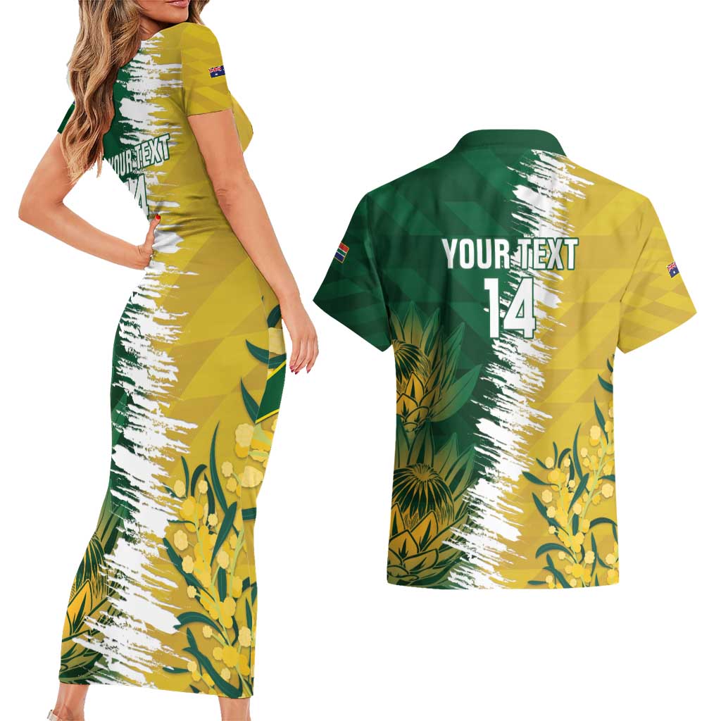 Custom Australia And South Africa Cricket Couples Matching Short Sleeve Bodycon Dress and Hawaiian Shirt Aussies Proteas Together