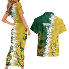 Custom Australia And South Africa Cricket Couples Matching Short Sleeve Bodycon Dress and Hawaiian Shirt Aussies Proteas Together