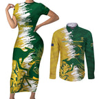 Custom Australia And South Africa Cricket Couples Matching Short Sleeve Bodycon Dress and Long Sleeve Button Shirt Aussies Proteas Together