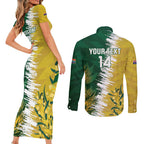 Custom Australia And South Africa Cricket Couples Matching Short Sleeve Bodycon Dress and Long Sleeve Button Shirt Aussies Proteas Together