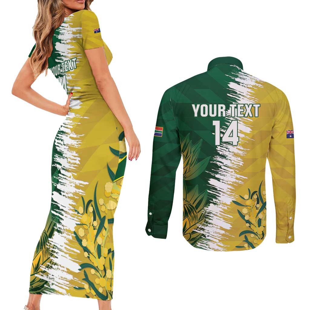 Custom Australia And South Africa Cricket Couples Matching Short Sleeve Bodycon Dress and Long Sleeve Button Shirt Aussies Proteas Together