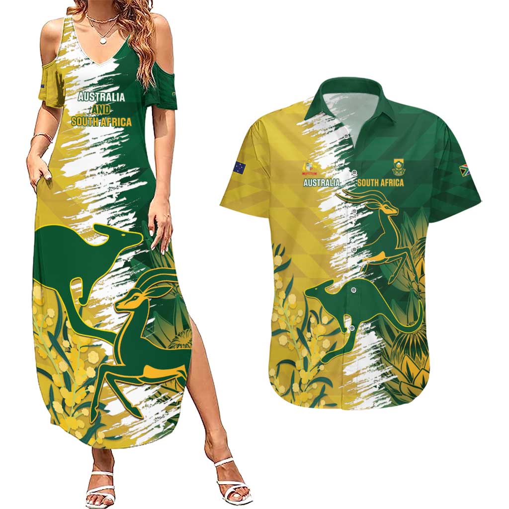 Custom Australia And South Africa Cricket Couples Matching Summer Maxi Dress and Hawaiian Shirt Aussies Proteas Together