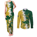 Custom Australia And South Africa Cricket Couples Matching Tank Maxi Dress and Long Sleeve Button Shirt Aussies Proteas Together