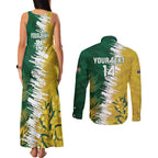 Custom Australia And South Africa Cricket Couples Matching Tank Maxi Dress and Long Sleeve Button Shirt Aussies Proteas Together