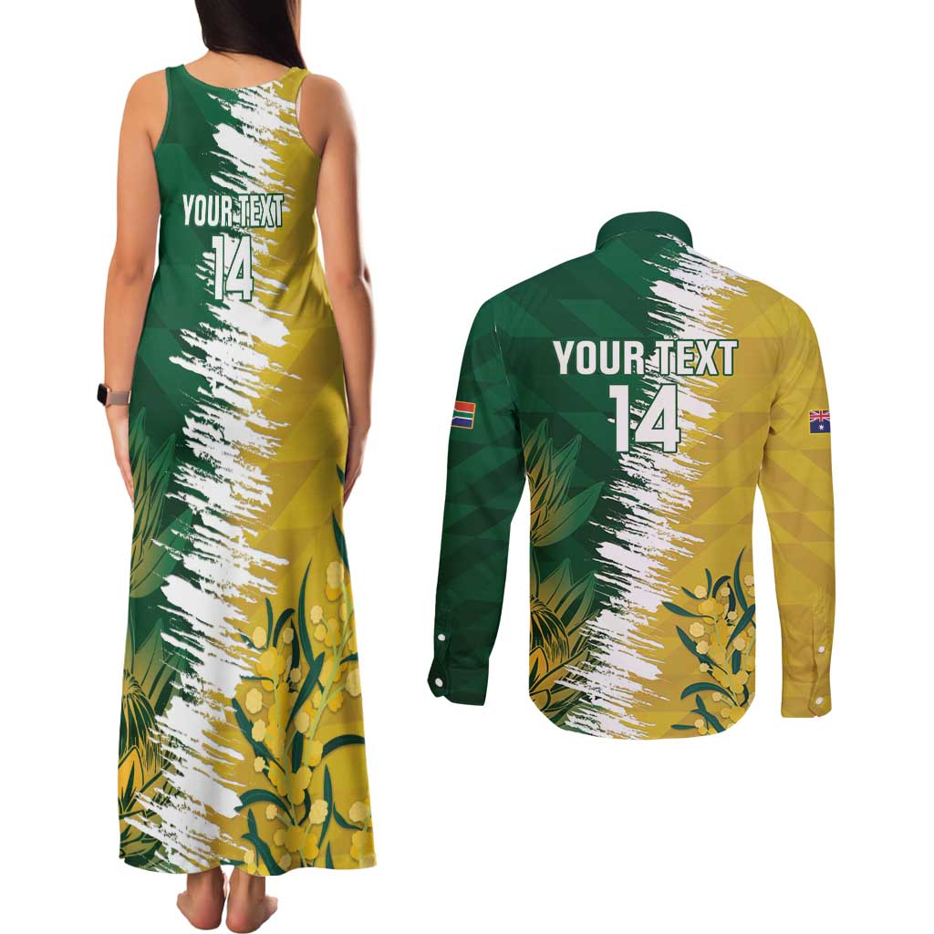 Custom Australia And South Africa Cricket Couples Matching Tank Maxi Dress and Long Sleeve Button Shirt Aussies Proteas Together