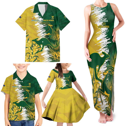 Custom Australia And South Africa Cricket Family Matching Tank Maxi Dress and Hawaiian Shirt Aussies Proteas Together