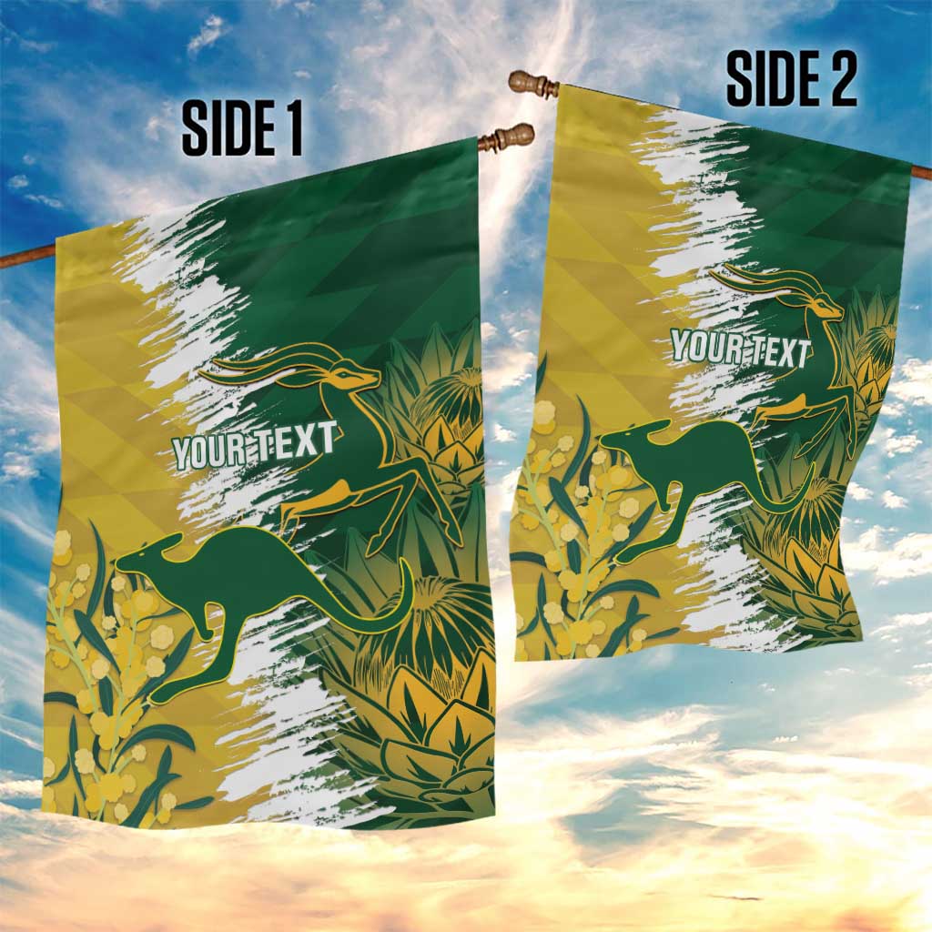 Custom Australia And South Africa Cricket Garden Flag Aussies Proteas Together