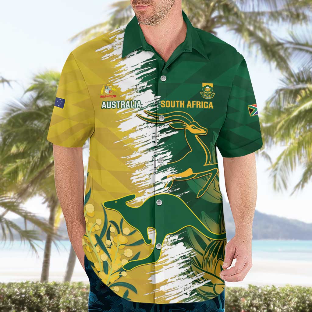 Custom Australia And South Africa Cricket Hawaiian Shirt Aussies Proteas Together
