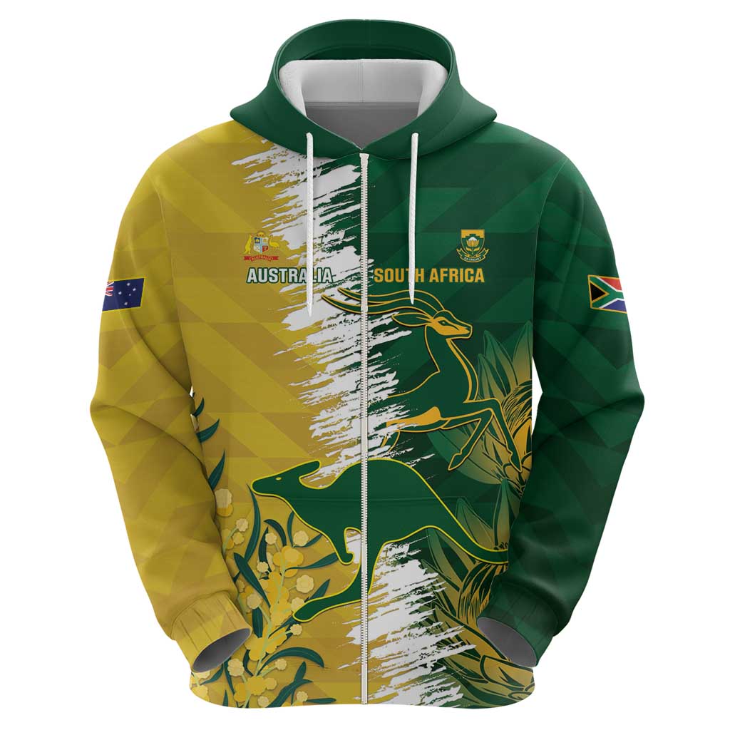 Custom Australia And South Africa Cricket Hoodie Aussies Proteas Together